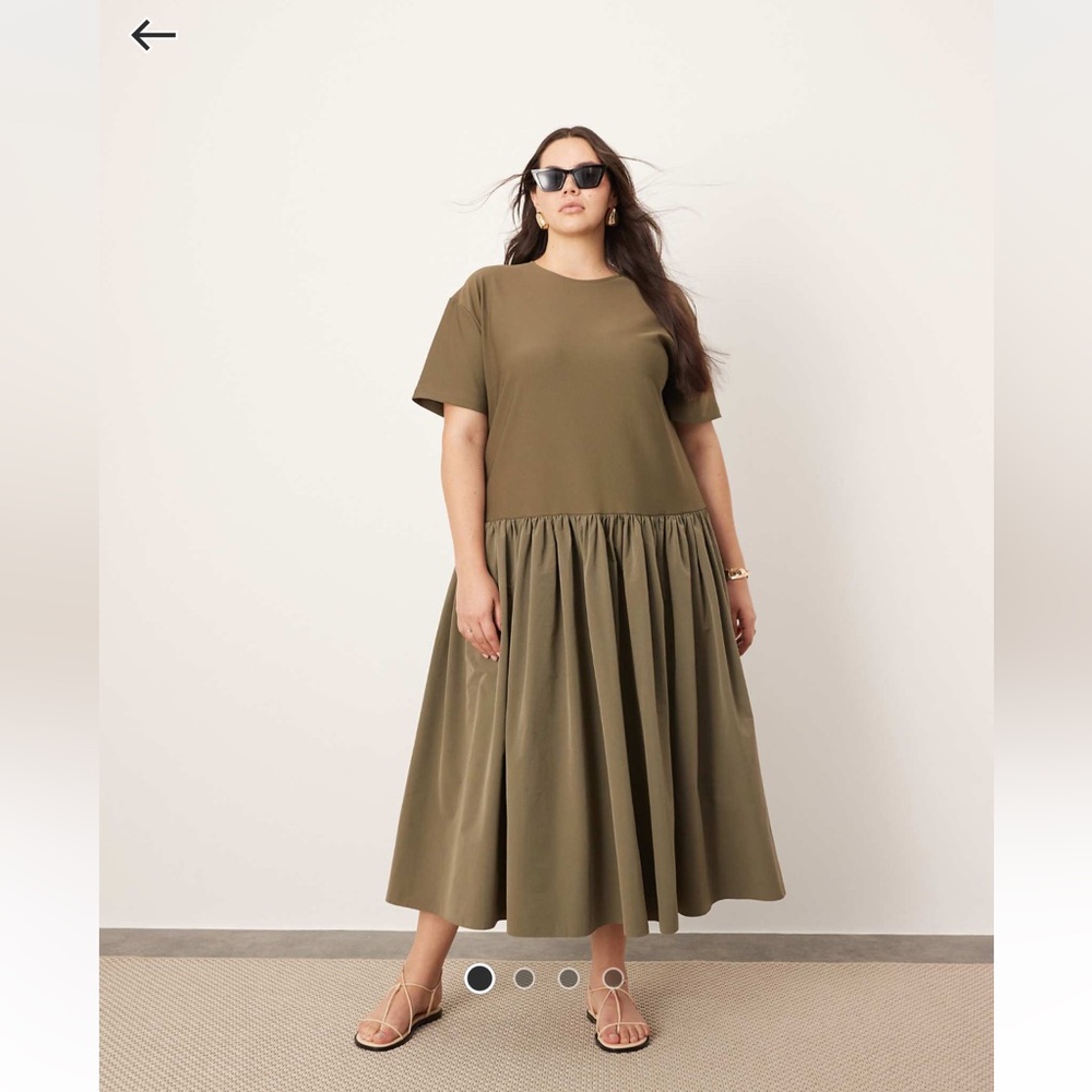 ASOS Curve Green Pleated Midi Sundress